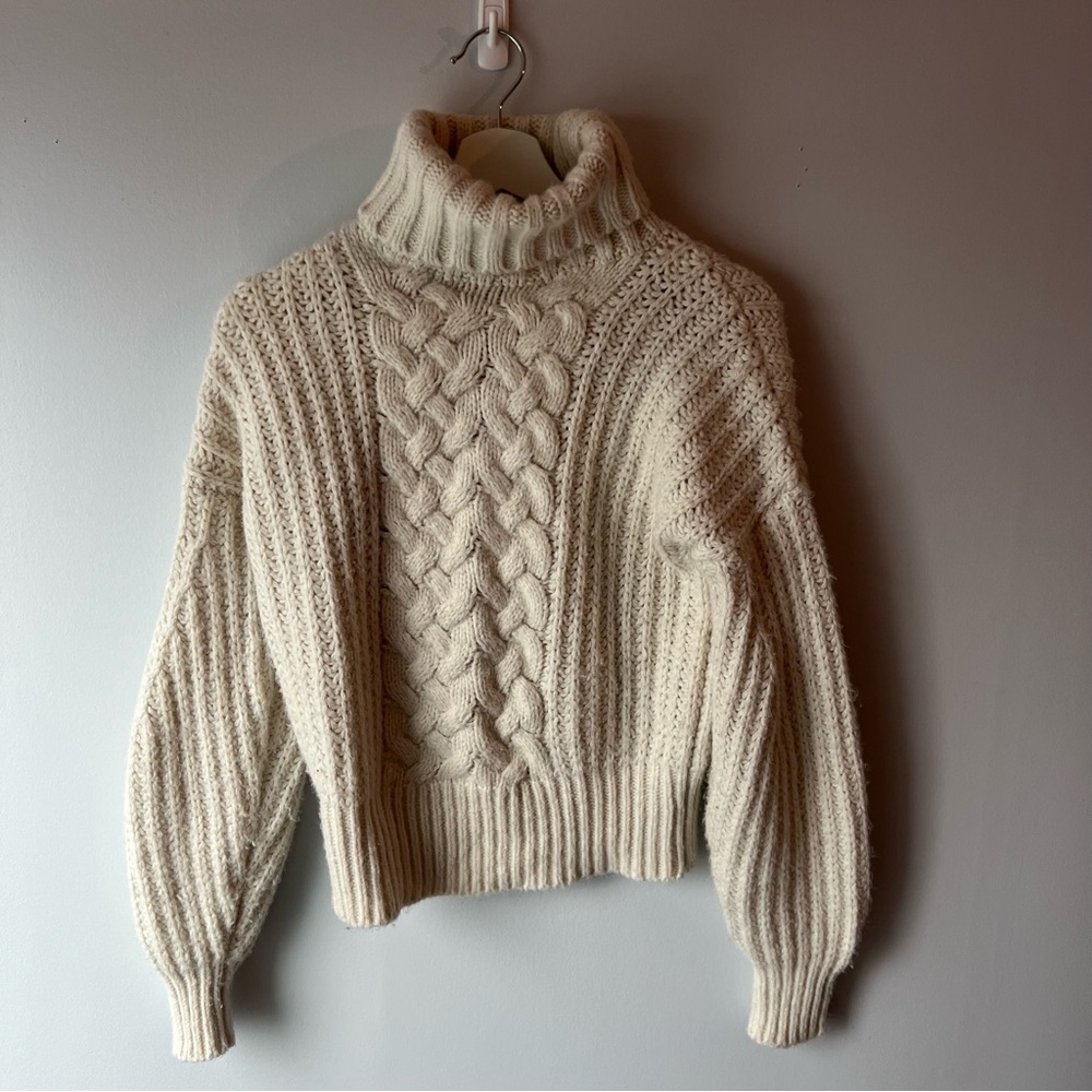 Cozy Cream Cable Knit Turtleneck Sweater Twik by Simons